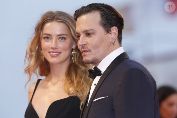 Amber Heard et son mari Johnny Depp - Première du film Black Mass (Strictly Criminal) lors du 72e festival du film de Venise, le 4 septembre 2015.