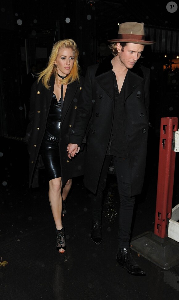 Ellie Goulding et son petit ami Dougie Poynter arrivent à la soirée Halloween "West Thirty Six" à Londres, le 29 octobre 2015.