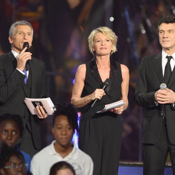Nagui, Sophie Davant et Marc Lavoine - 29ème édition du Téléthon 2015 à l'hippodrome de Longchamp à Paris le 5 décembre 2015.