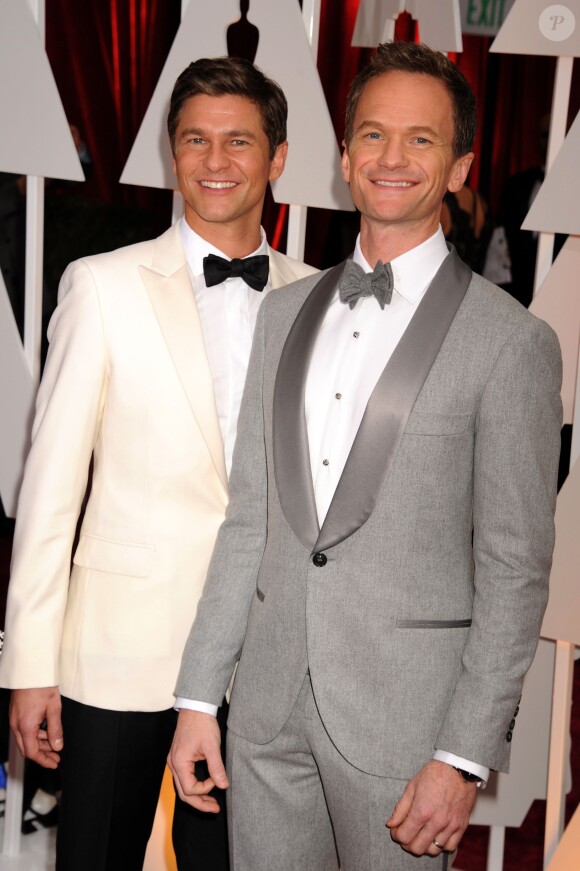 Neil Patrick Harris et son mari David Burtka - People à la 87e cérémonie des Oscars à Hollywood le 22 février 2015