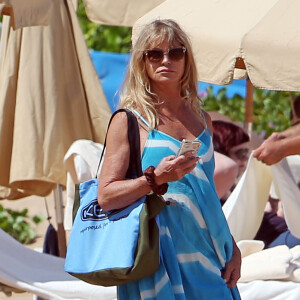 Goldie Hawn, son fils Wyatt Russell et sa compagne Meredith Hagner profitent d'un après-midi ensoleillé sur la plage de Maui. Hawaï, le 16 juin 2016.