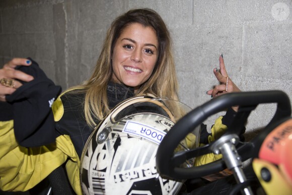 Anaïs Camizuli - L'équipe de l'émission "Le Mag" sur NRJ 12 fait du Karting à Wissous le 9 avril 2014.