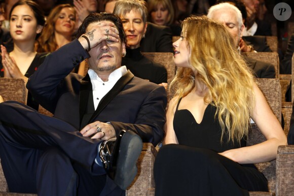 Johnny Depp et sa femme Amber Heard - Première du film Black Mass (Strictly Criminal) lors du 72e festival du film de Venise, le 4 septembre 2015.