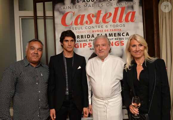 Exclusif - André Reyes des Gipsy Kings, Sébastien Castella, le chef Alain Dutournier et Marie Sara - Présentation presse de la corrida Flamenca des Saintes-Maries de la Mer "Castella seul contre 6 toros" qui aura lieu le 6 août 2016, au Carré des Feuillants, rue de Castiglionne à Paris, le 27 juin 2016. © Veeren/Bestimage