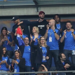 Sylvie Tellier, Flora Coquerel, Matt Pokora, Iris Mittenaere lors du match du quart de finale de l'UEFA Euro 2016 France-Islande au Stade de France à Saint-Denis, France le 3 juillet 2016. © Cyril Moreau/Bestimage