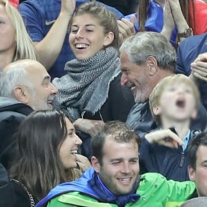 Raphaël Mezrahi, Gerard Jugnot et Jean Claude Darmon lors du match du quart de finale de l'UEFA Euro 2016 France-Islande au Stade de France à Saint-Denis, France le 3 juillet 2016. © Cyril Moreau/Bestimage 