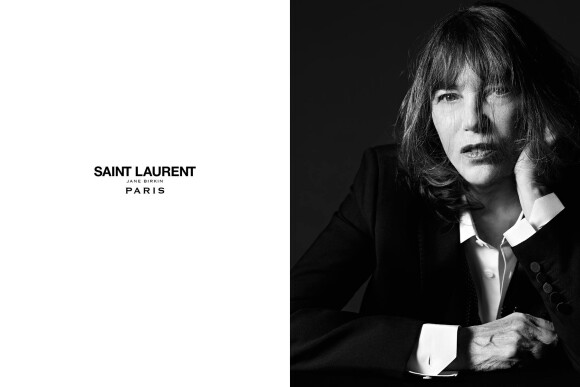 Jane Birkin, nouvelle égérie pour la maison Saint-Laurent Paris, printemps 2016.