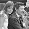 Serge Gainbourg et Jane Birkin sur le tournage du film "Slogan" réalisé par Pierre Grimblat, en 1968 - Paris