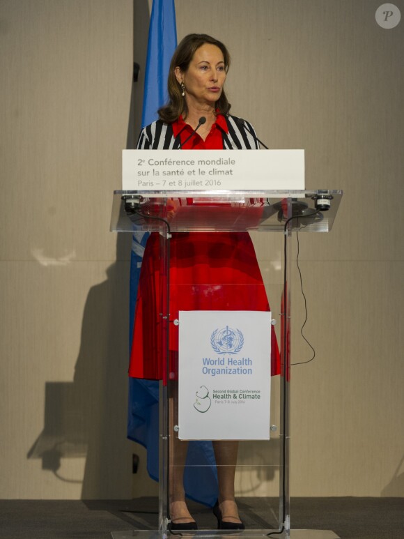 Ségolène Royal, ministre de l'environnement, de l'énergie et de la mer, chargée des relations internationales sur le climat - Deuxième conférence mondiale sur la santé et le climat au centre de conférences ministériel à Paris, France, le 7 juillet 2016. © Pierre Perusseau/Bestimage