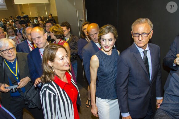 Ségolène Royal, ministre de l'environnement, de l'énergie et de la mer, chargée des relations internationales sur le climat, La reine Letizia d'Espagne et André Vallini, secrétaire d'Etat chargé du développement et de la francophonie - Deuxième conférence mondiale sur la santé et le climat au centre de conférences ministériel à Paris, France, le 7 juillet 2016. © Pierre Perusseau/Bestimage