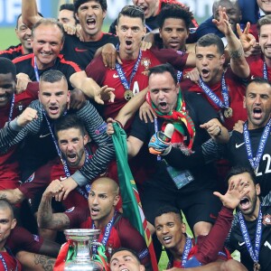 Joie de l'équipe portugaise et de Cristiano Ronaldo vainqueur de l'EURO 2016
