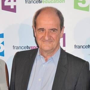Babette de Rozières, Pierre Lescure et Anne- Elisabeth Lemoine - Conférence de presse de rentrée de France Télévisions au Palais de Tokyo à Paris, le 26 août 2014.
