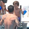 Lionel Messi et son fils Thiago. Le footballeur profitait le 12 juillet 2016 de ses vacances en famille avec sa femme Antonella Roccuzzo, leurs fils Thiago et Mateo et leurs proches à Ibiza.