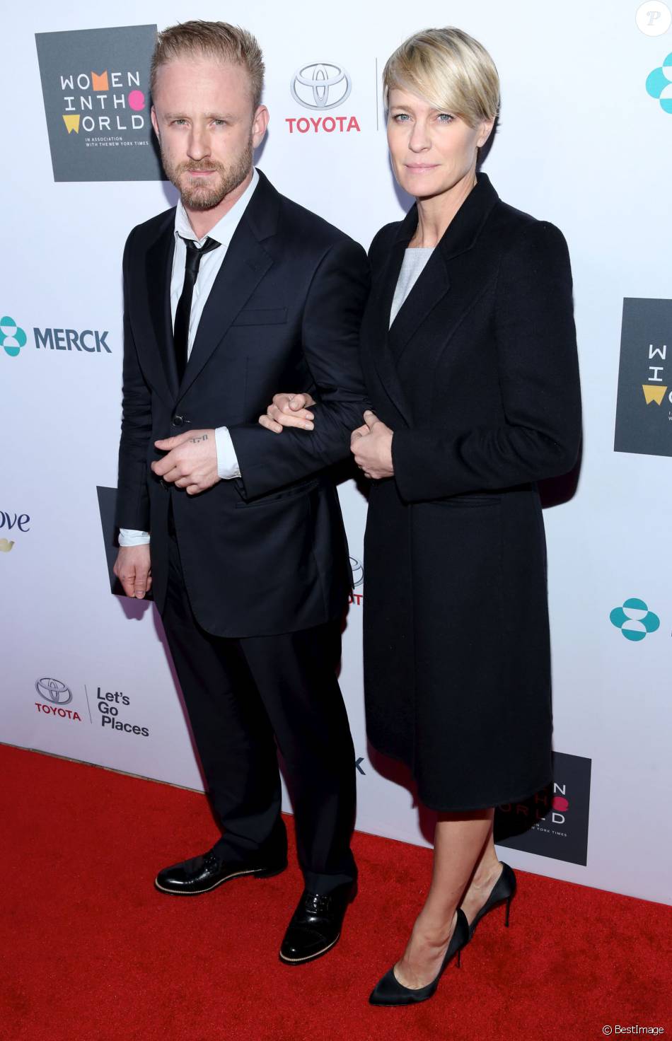 Robin Wright et son fiancé Ben Foster à la 6ème soirée annuelle &quot; Women In The World Summit &quot; à New York, le 22 avril 2015