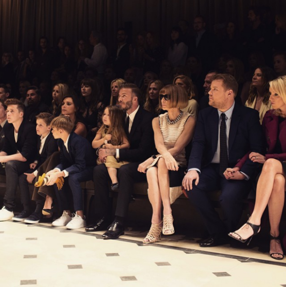 Les Beckham, Anna Wintour et James Corden à Los Angeles. Avril 2015.