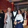 Maïtena Biraben, Omar Sy et sa femme Hélène - 68ème gala de la Croix-Rouge monégasque dans la salle des Etoiles du Sporting Monte-Carlo à Monaco, le 23 juillet 2016. © Bruno Bebert/Bestimage