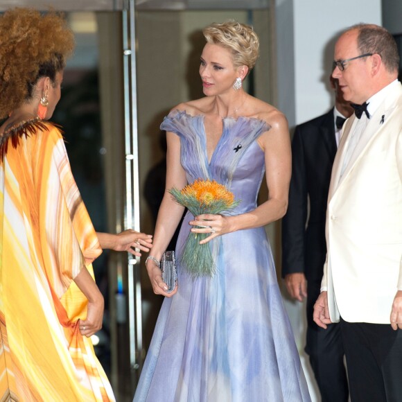 Le prince Albert II de Monaco et sa femme la princesse Charlène de Monaco - Arrivées au 68ème gala de la croix rouge Monégasque dans la salle des Etoiles du Sporting Monte-Carlo à Monaco, le 23 juillet 2016. © Palais Princier/Pierre Villard/Monte Carlo Société des Bains de Mer via Bestimage