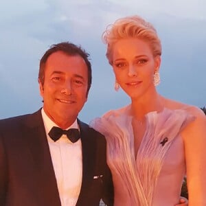 Charlene de Monaco et Bernard Montiel au 68ème gala de la Croix-Rouge Monégasque dans la salle des Etoiles du Sporting Monte-Carlo à Monaco, le 23 juillet 2016.