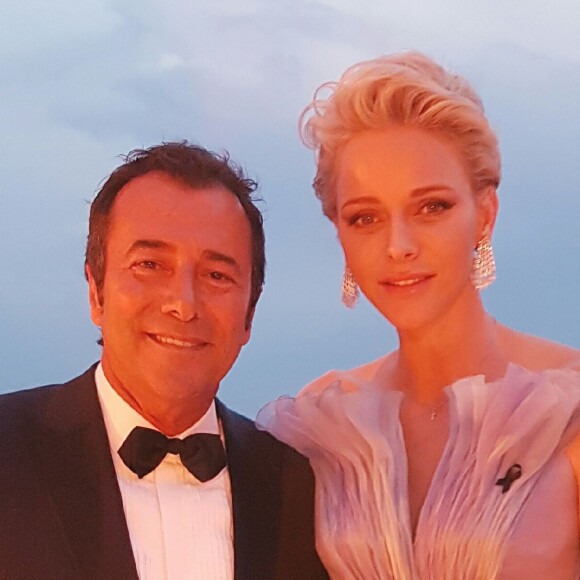 Charlene de Monaco et Bernard Montiel au 68ème gala de la Croix-Rouge Monégasque dans la salle des Etoiles du Sporting Monte-Carlo à Monaco, le 23 juillet 2016.