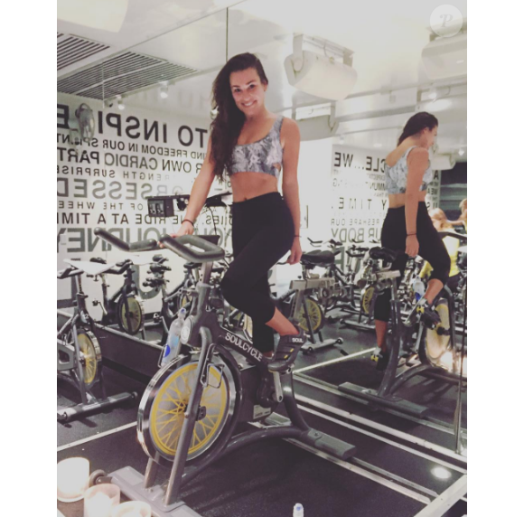 Lea Michele fait du spinnning chez SoulCycle. Photo publiée sur Instagram en juillet 2016