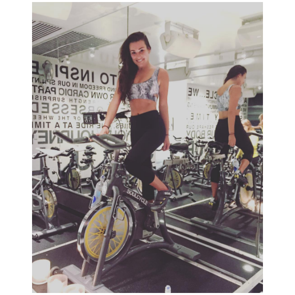 Lea Michele fait du spinnning chez SoulCycle. Photo publiée sur Instagram en juillet 2016