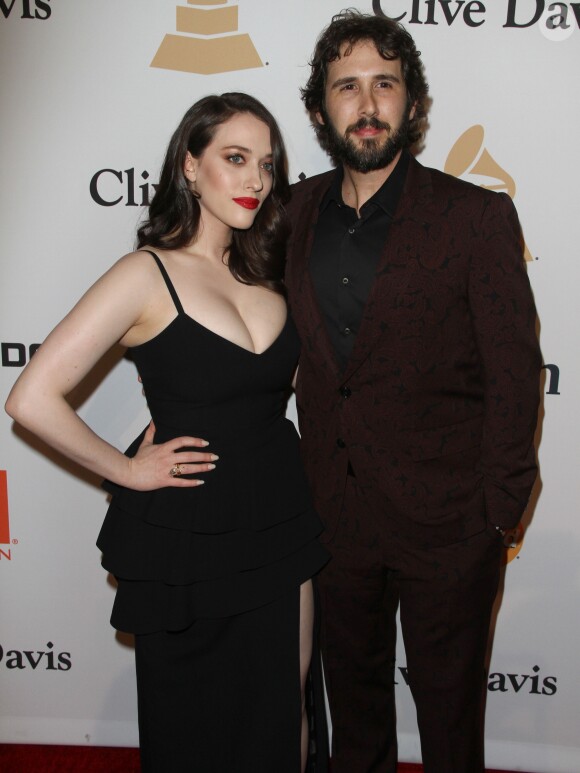 L'actrice Kat Dennings et son compagnon Josh Groban à la Soirée de Gala Clive Davis Pre-Grammy à l'hôtel Hilton de Beverly Hills le 14 février 2016.