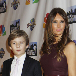 Melania Trump et son fils Barron Trump - Soirée de la série "The Celebrity Apprentice" à New York le 18 février 2015.