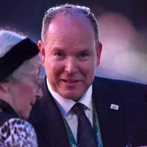 Le prince Albert II de Monaco dans les tribunes du stade Maracanã le 5 août 2016 lors de la cérémonie d'ouverture des Jeux olympiques de Rio de Janeiro.