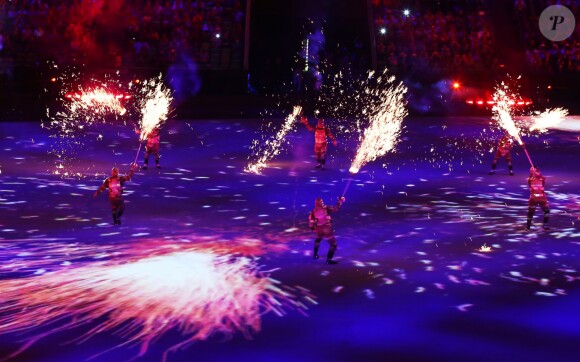 Cérémonie d'ouverture des Jeux Olympiques (JO) de Rio 2016 à Rio de Janeiro, Brésil le 5 aout 2016.   Performers take part in the opening ceremony of the Rio 2016 Summer Olympic Games at the Maracana Stadium.05/08/2016 - Rio de Janeiro