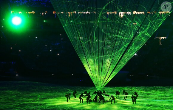 Cérémonie d'ouverture des Jeux Olympiques (JO) de Rio 2016 à Rio de Janeiro, Brésil le 5 aout 2016.   Performers take part in the opening ceremony of the Rio 2016 Summer Olympic Games at the Maracana Stadium.05/08/2016 - Rio de Janeiro