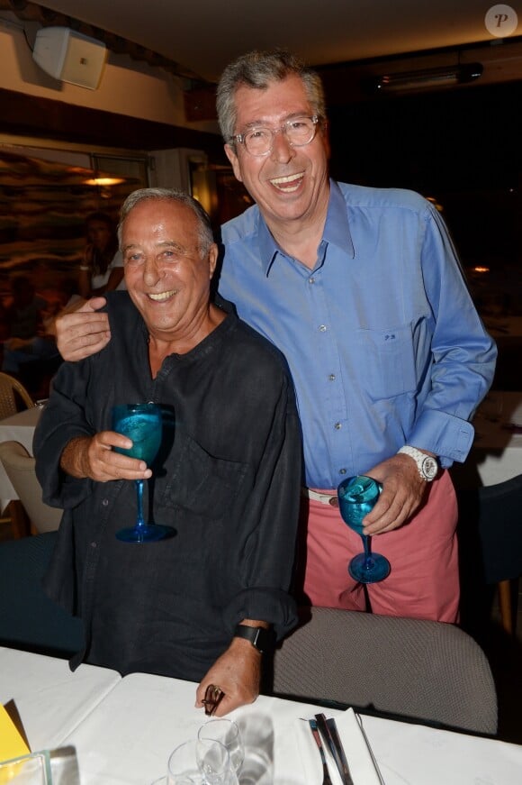 Semi-Exclusif - Patrick Balkany et Daniel Hechter à la soirée annuelle tropézienne organisée par Marcel Campion au restaurant "La Bouillabaisse Plage". Saint-Tropez le 5 août 2016. © Rachid Bellak/Bestimage