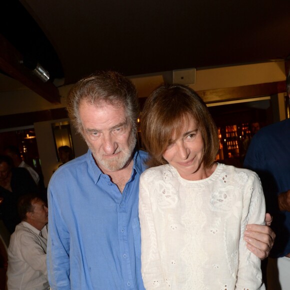 Semi-Exclusif - Eddy Mitchell et sa femme Muriel Bailleul à la soirée annuelle tropézienne organisée par Marcel Campion au restaurant "La Bouillabaisse Plage".Saint-Tropez le 5 août 2016. © Rachid Bellak/Bestimage