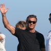 Sylvester Stallone avec sa femme Jennifer Flavin, leurs filles Sistine, Scarlet, Sophia se rendent au Club 55 à Saint-Tropez, le 11 juillet 2016.