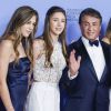 Sylvester Stallone, sa femme Jennifer Flavin et leurs filles Sophia, Sistine et Scarlet - Press Room lors de la 73ème cérémonie annuelle des Golden Globe Awards à Beverly Hills, le 10 janvier 2016.