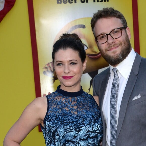 Seth Rogen et sa femme Lauren Miller à la première de Sausage Party au théâtre Regency Village à Westwood, le 9 août 2016