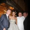 Exclusif - Philippe Chevallier avec sa femme Tiffany, le chef Jean-Christian Dumonet et Régis Laspalès lors du dîner de mariage au restaurant Joséphine "Chez Dumonet" à Paris, le 26 juillet 2016