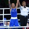 Estelle Mossely, médaillée d'or en boxe féminine (-60 kg), lors des Jeux olympiques de Rio, le 19 août 2016.