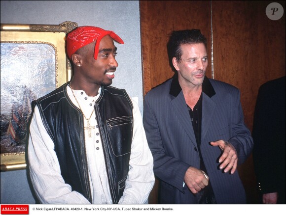 © Nick Elgar/LFI/ABACA. 43429-1. New York City-NY-USA. Tupac Shakur and Mickey Rourke.14/03/2003 - 