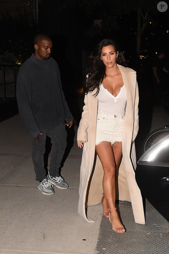 Kim Kardashian et son mari Kanye West sortent dîner au restaurant Zuma à New York le 29 août 2016.