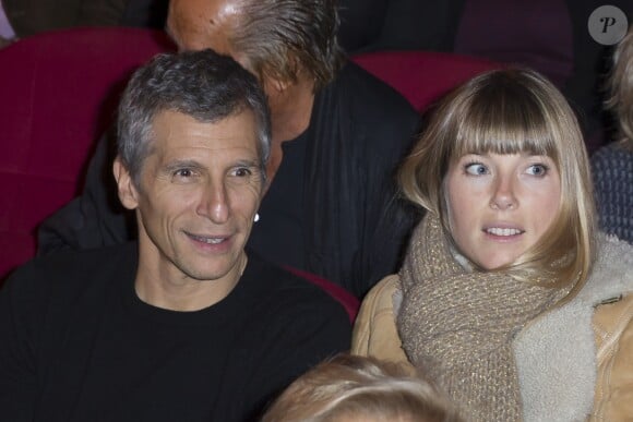 Nagui et sa femme Mélanie Page - A l'occasion de la diffusion du premier long métrage "Tout peut Arriver" de Philippe Labro sur D8 le dimanche 22 février 2015, D8 a organisé une projection privée au cinéma Mac Mahon, à Paris le 3 février 2015.