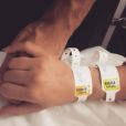 Sidonie Biémont, compagne d'Adil Rami, a accouché le 7 septembre 2016 de jumeaux, Zayn et Madi. Photo Instagram le 7 septembre 2016, pour annoncer la bonne nouvelle.