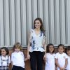 La reine Letizia d'Espagne inaugurait officiellement l'année scolaire 2016-2017 à l'école Ginés Morata d'Almeria, en Andalousie, le 13 septembre 2016.