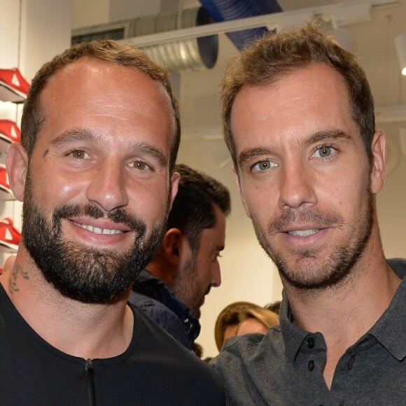 Frédéric Michalak et Richard Gasquet - Inauguration de la nouvelle boutique du coq sportif à Saint Germain à Paris le 21 septembre 2016. © Coadic Guirec/Bestimage