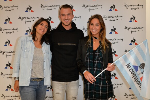 Estelle Denis, Quentin Pasdelou et sa compagne - Inauguration de la nouvelle boutique du coq sportif à Saint Germain à Paris le 21 septembre 2016. © Coadic Guirec/Bestimage