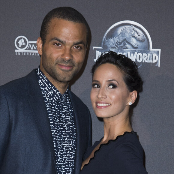 Tony Parker et sa femme Axelle à la première du film "Jurassic World" à l'Ugc Normandie à Paris le 29 mai 2015.
