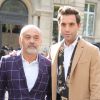 Christian Louboutin et le chanteur Mika arrivant au défilé de mode "Valentino", collection prêt-à-porter Printemps-Eté 2017 à Paris, le 2 octobre 2016