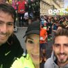 Maxwell, avec sa femme Giuliana, et Kevin Trapp ont participé aux 10 km de Paris Centre, dimanche 2 octobre 2016.