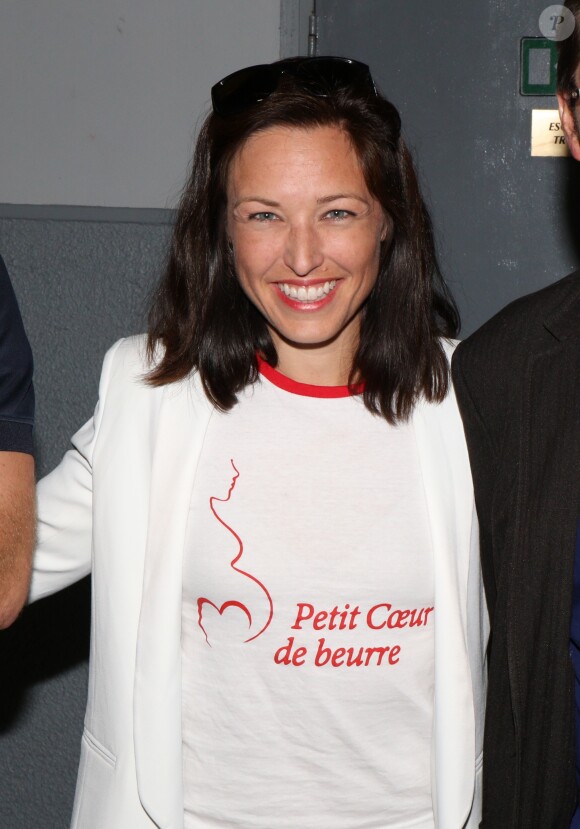Natasha St-Pier, son mari Grégory Quillacq avec leur fils Bixente soutiennent l'association "Petit Coeur de Beurre" lors du week-end de la Cardiopathie Congénitale à la caserne des pompiers de Malar à Paris le 1er octobre 2016.
