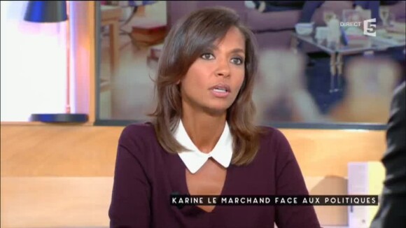 Karine Le Marchand mouche Patrick Cohen dans "C à vous" sur France 5 le 5 octobre 2016.