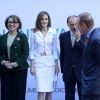 La reine Letizia d'Espagne lors du séminaire "Une nouvelle coopération ibéro-américaine" à la Maison de l'Amérique à Madrid le 10 octobre 2016